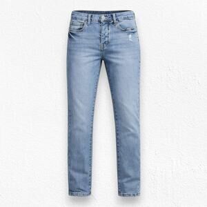 Good American Good Legs Light Wash Skinny Jeans Size 2 Stretch Denim Button Fly